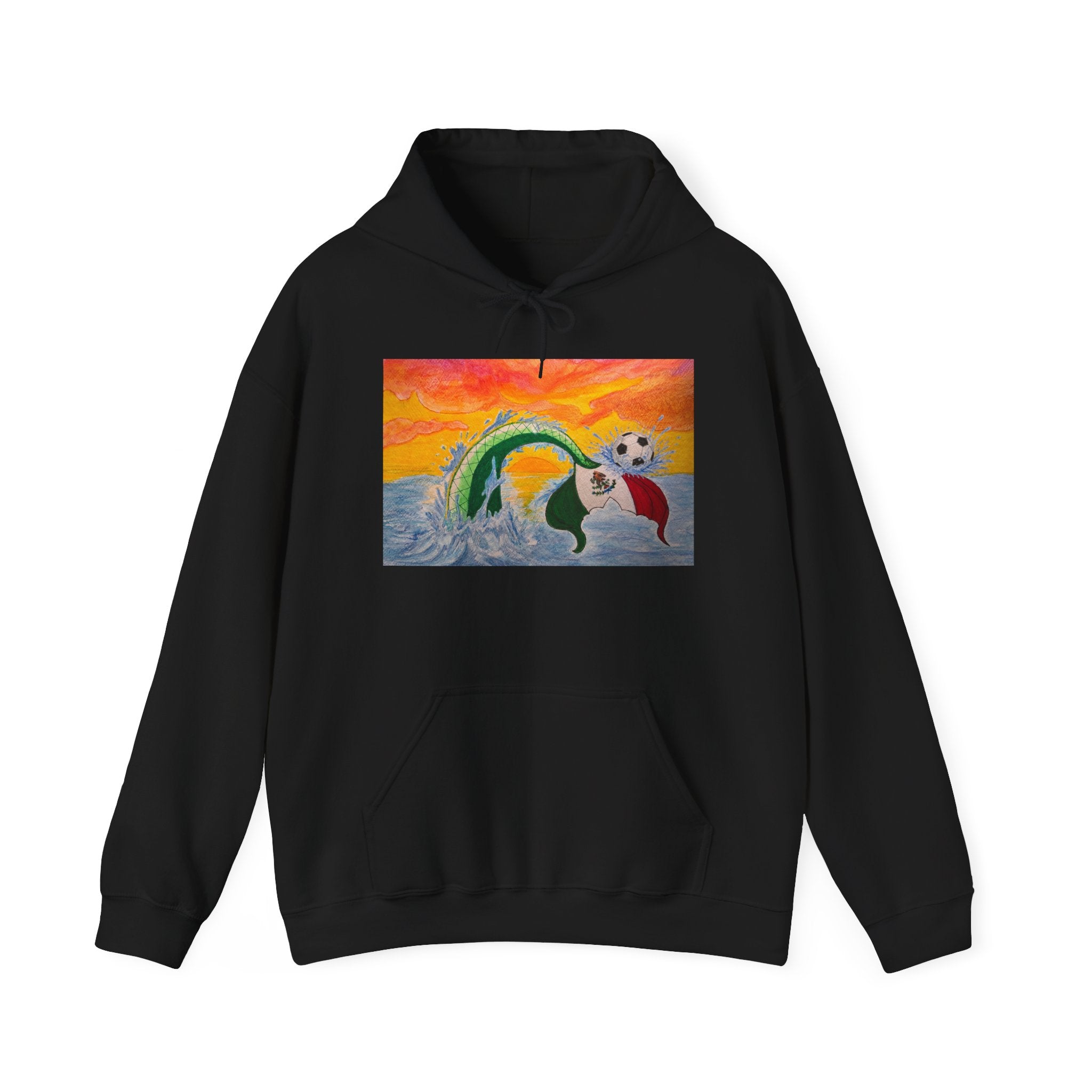 Mexico Soccer Sunset Hoodie — Colorful Graphic Pullover